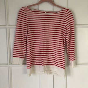 Red & White Stripe J Crew Boatneck Tee
